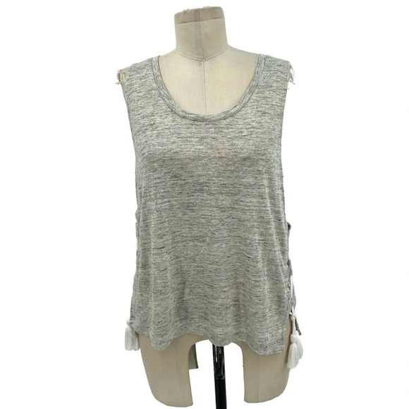Generation Love Gray Linen Side Lace-up Tassel Tank‎ Top Size Small - Picture 2 of 7